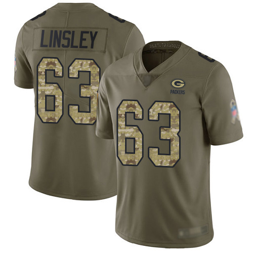 Green Bay Packers Limited Olive Camo Men #63 Linsley Corey Jersey Nike NFL 2017 Salute to Service->youth nfl jersey->Youth Jersey